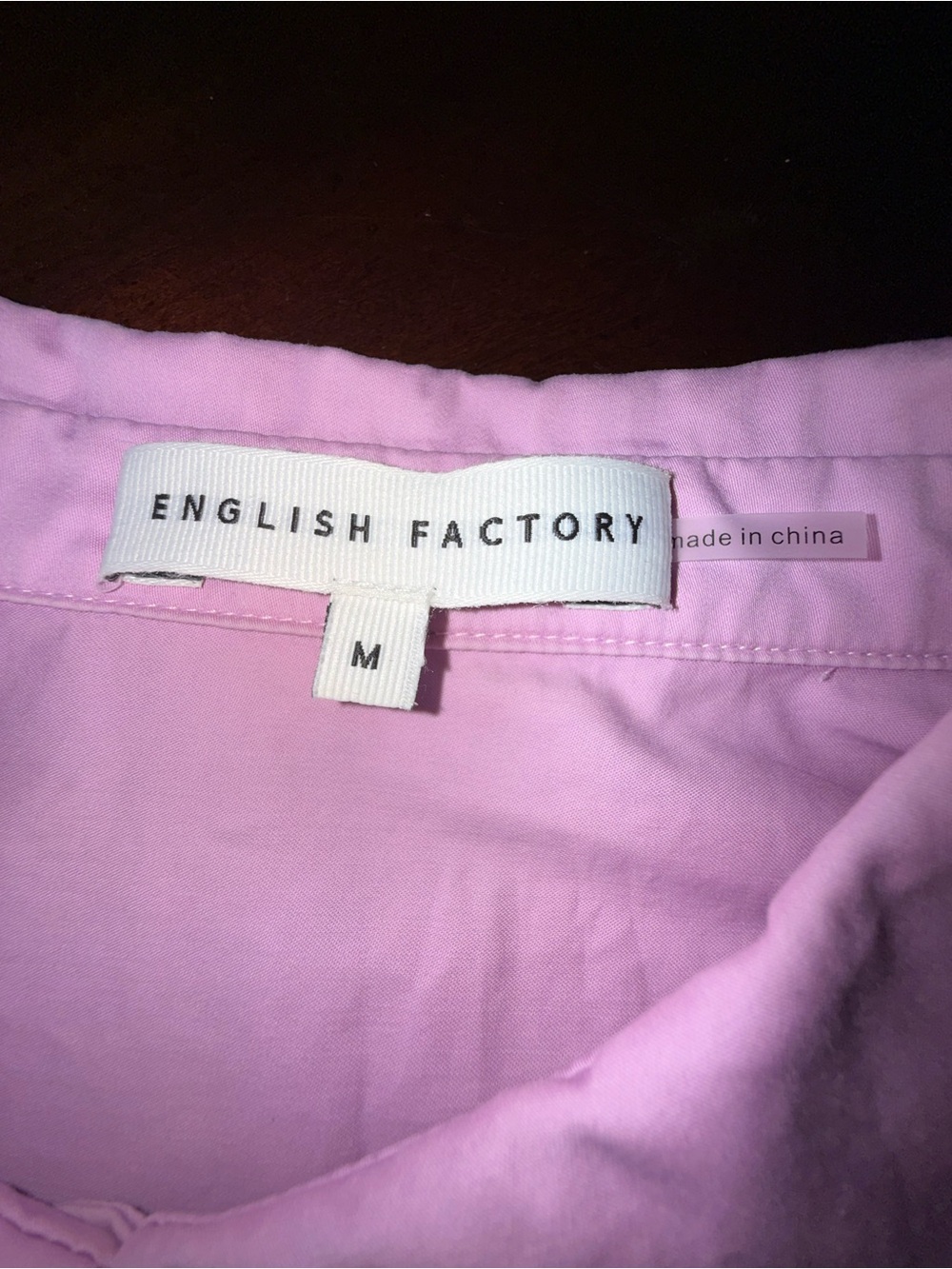 English Factory Cotton Puff-Sleeve Oversized Mini Collared Shirt Dress Lilac M - Picture 7 of 12